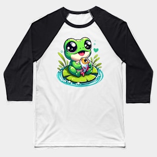 Cute Baby Frogs and Fish Baseball T-Shirt